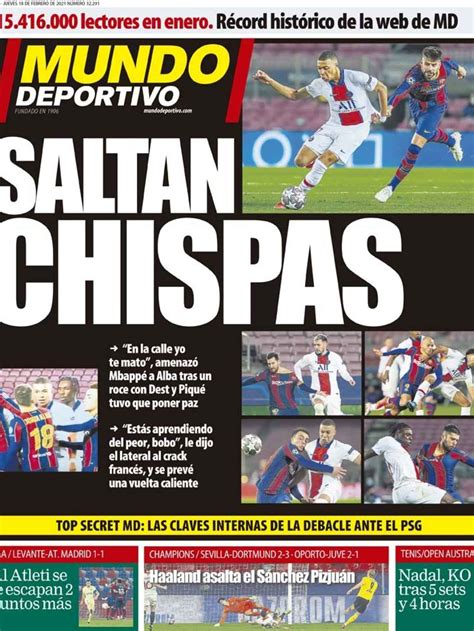 La portada del diario Mundo Deportivo  18/02/2021