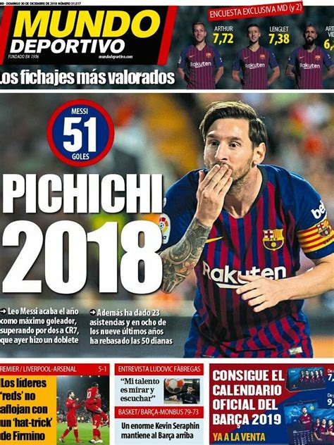 La portada del diario Mundo Deportivo  30/12/2018