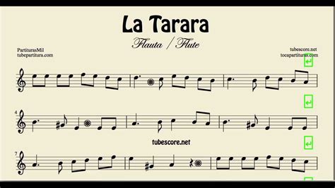 La Tarara Sheet Music for Flute and Recorder   YouTube