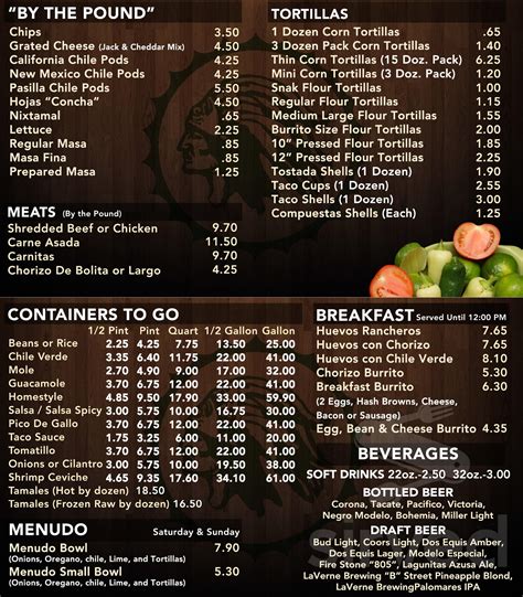 La Tolteca menu in Azusa, California, USA