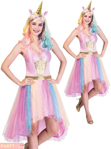 Ladies Mystic Unicorn Costume Rainbow Magical Fantasy ...