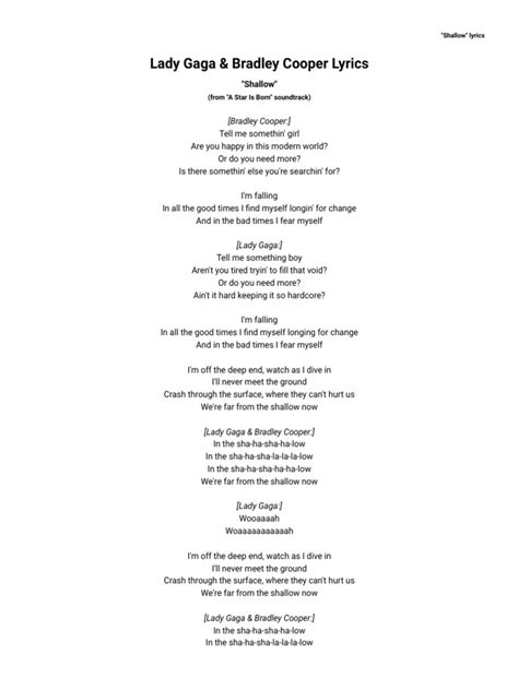 Lady Gaga & Bradley Cooper   Shallow Lyrics _ AZLyrics