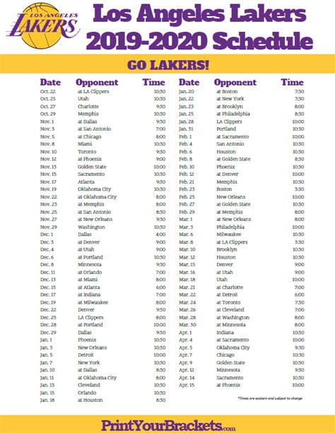 Lakers Schedule 2021 2022 Printable   FreePrintableTM.com ...