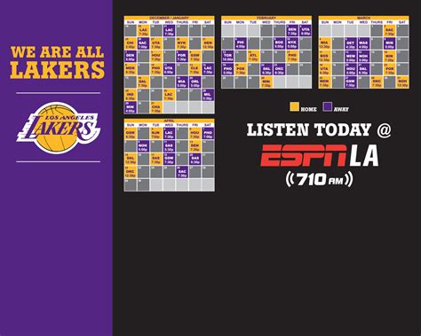 Lakers schedule espn, msn tv listings uk