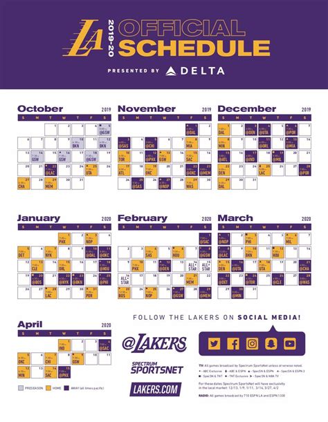 Lakers schedule in color : r/lakers
