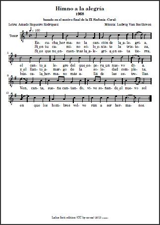 Lalus fecit   partituras coro y letras: Himno a la alegría