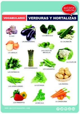 Láminas para trabajar el vocabulario campo semántico verduras hortalizas
