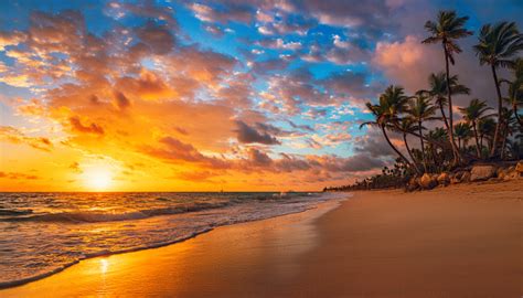 Landscape Of Paradise Tropical Island Beach Sunrise Shot ...