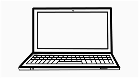laptop computer line drawing illustration animation with ...