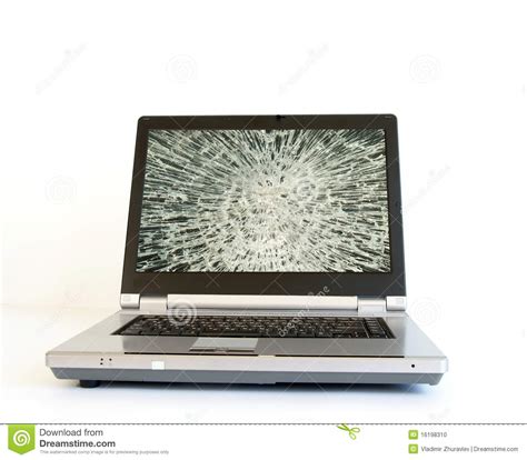 Laptop With Broken Screen Monitor Stock Photo   Image of ...
