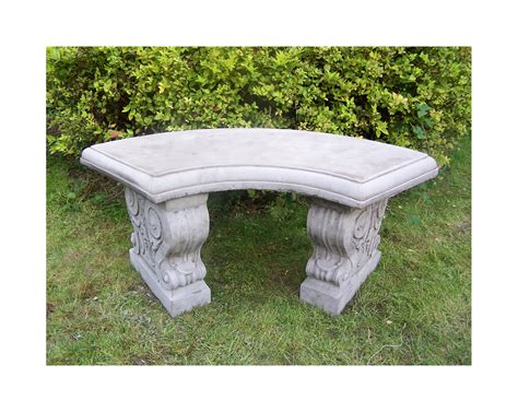 LARGE CURVED GARDEN BENCH Hand Cast Stone Garden Ornament ...