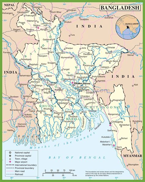Large detailed map of Bangladesh with cities