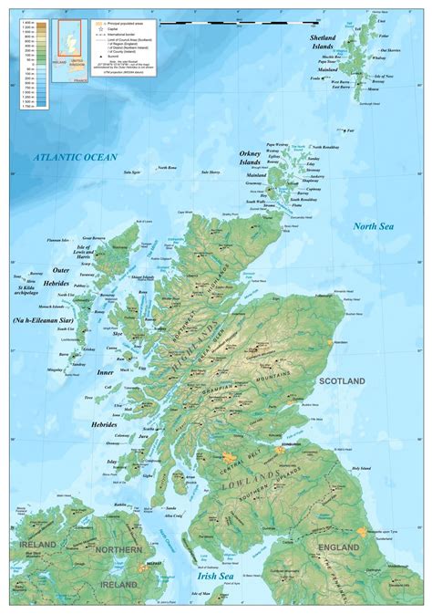 Large detailed physical map of Scotland | Scotland | United Kingdom ...