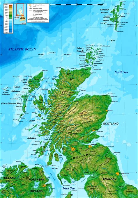 Large detailed topographical map of Scotland | Scotland ...