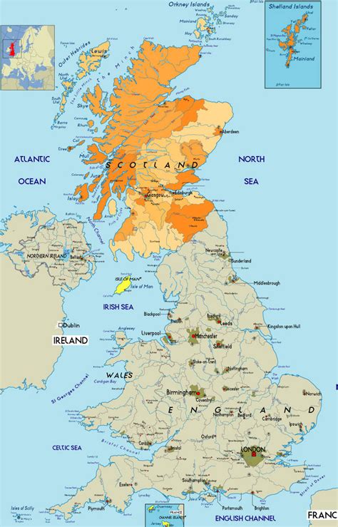Large map of Scotland in the United Kingdom