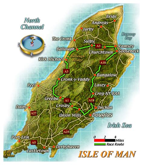 Large road map of Isle of Man with cities | Isle of Man ...