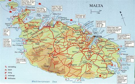 Large road map of south Malta. South Malta large road map ...