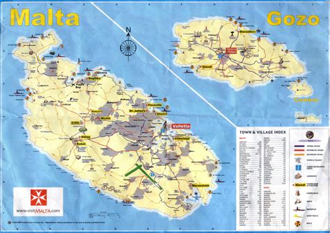 Large scale tourist map of Malta with roads and cities ...