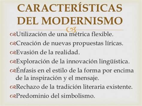Las 9 CARACTERÍSTICAS del MODERNISMO literario   ¡¡RESUMEN ...