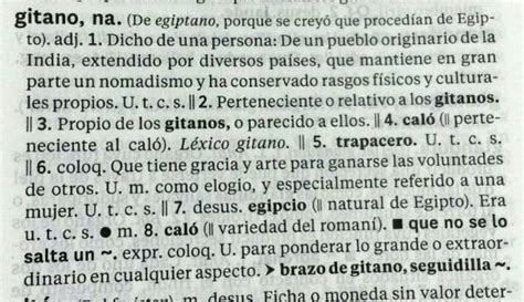 Las acepciones de  Gitano  en el Diccionario de la RAE ...