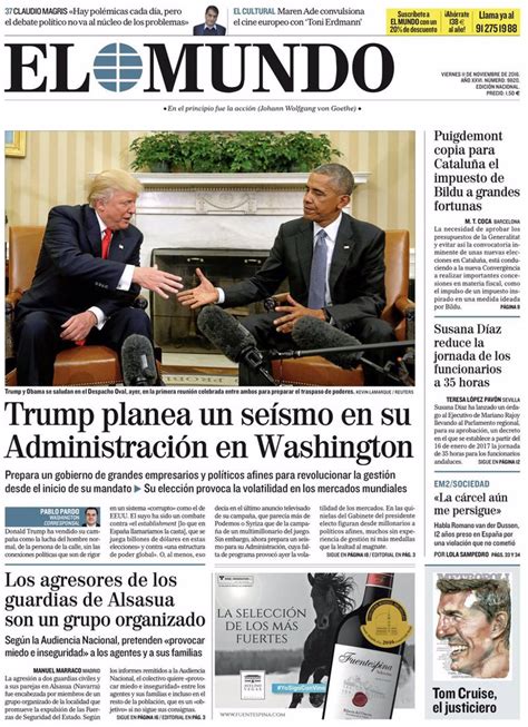 Las portadas de los periódicos de hoy, viernes 11 de noviembre de 2016