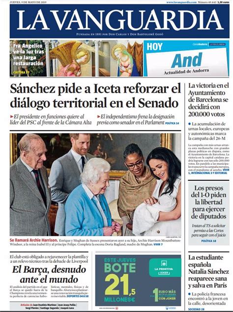 Las portadas de los periódicos del jueves 9 de mayo de 2019