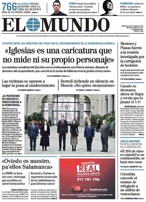 Las portadas de los periódicos del miércoles 10 de febrero ...