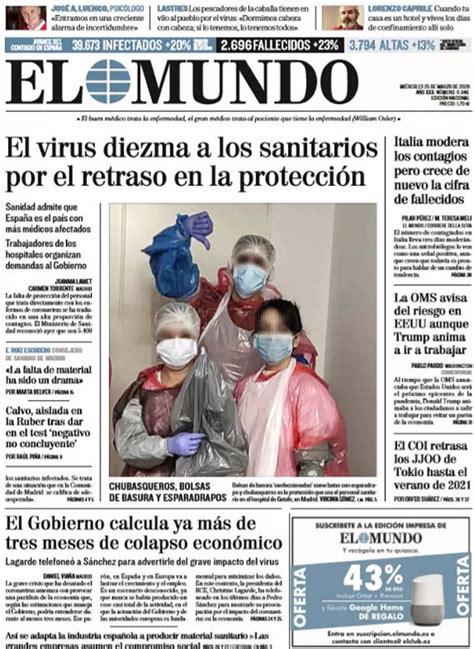 Las portadas de los periódicos del miércoles 25 de marzo ...