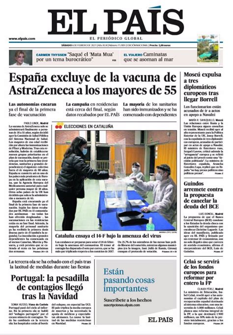 Las portadas de los periódicos del sábado 6 de febrero de 2021