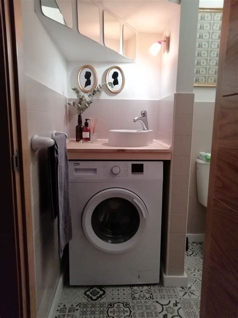 Lavabo sobre lavadora | Baño con lavadora, Muebles de baño, Baños pequeños