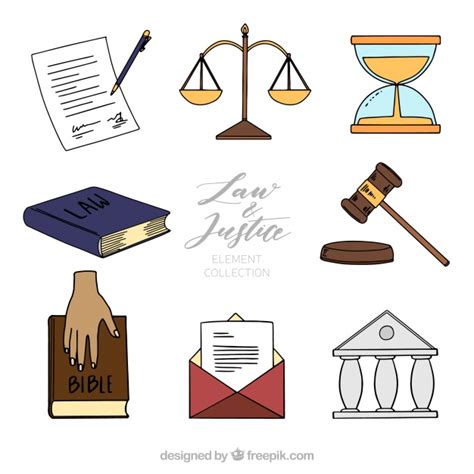 Law and justice collection with hand drawn style Vector ...