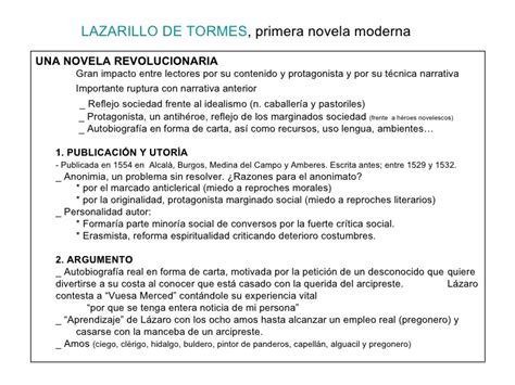 Lazarillo , Primera Novela Moderna