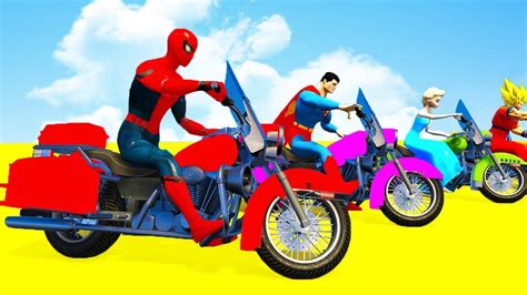 Learn Color for Kids Motorcycles w Animation Superheroes ...