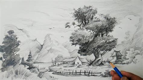 Learn Landscape With Easy Strokes With Pencil | Pencil Art ...
