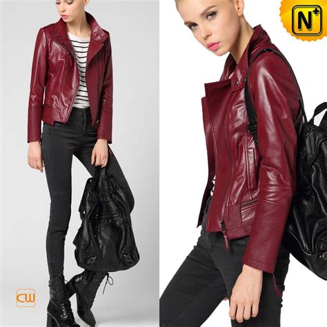 Leather Cropped Biker Jacket for Women CW650028