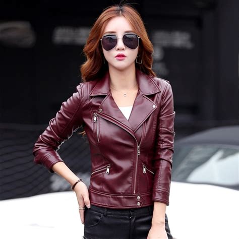leather jacket women short design motorcycle leather ...