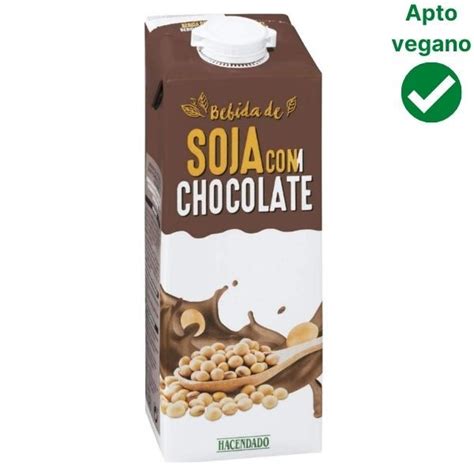 Leche de soja y chocolate Mercadona   Hacendado | Vegano ...