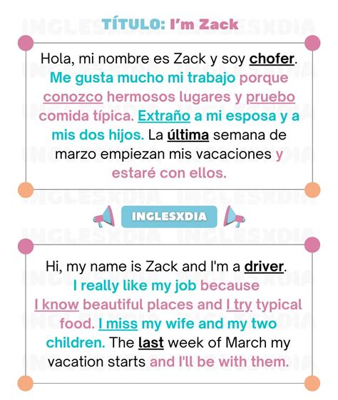 Lectura en inglés · I m Zack