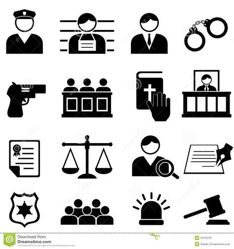 Legal, Justice And Court Icons Stock Vector   Illustration ...