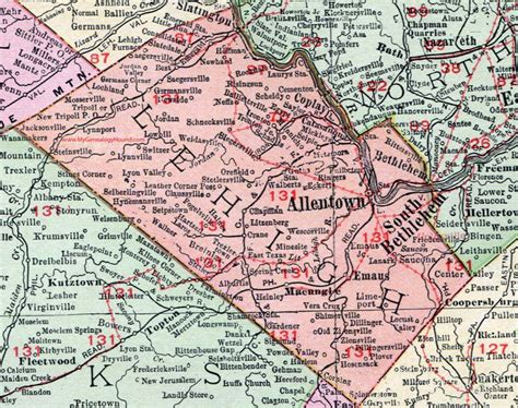 Lehigh County, Pennsylvania, 1911, Map, Allentown ...