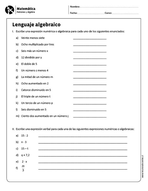 Lenguaje algebraico | Lenguaje algebraico, Expresiones ...