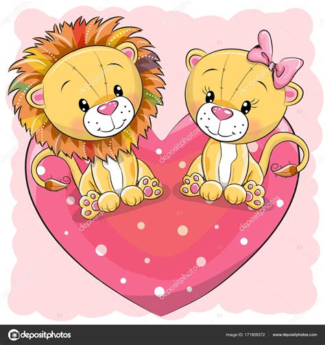 Leoncitos enamorados animados | Dos leones lindos está ...