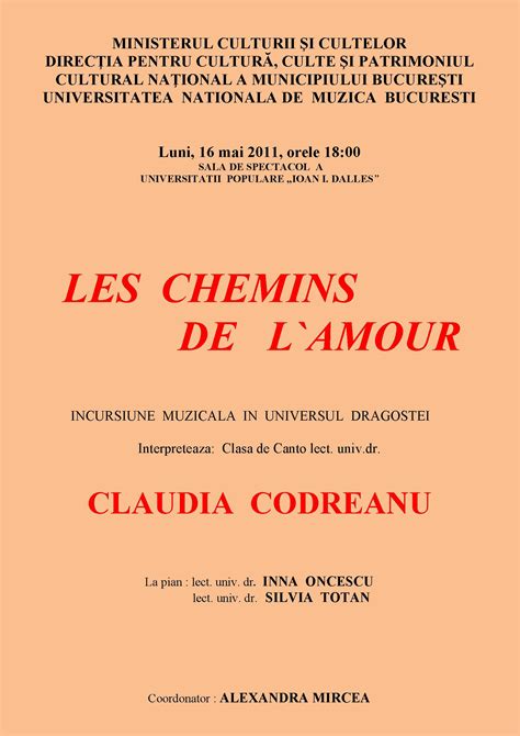 Les chemins de l amour | Universitatea Populară Ioan I. Dalles