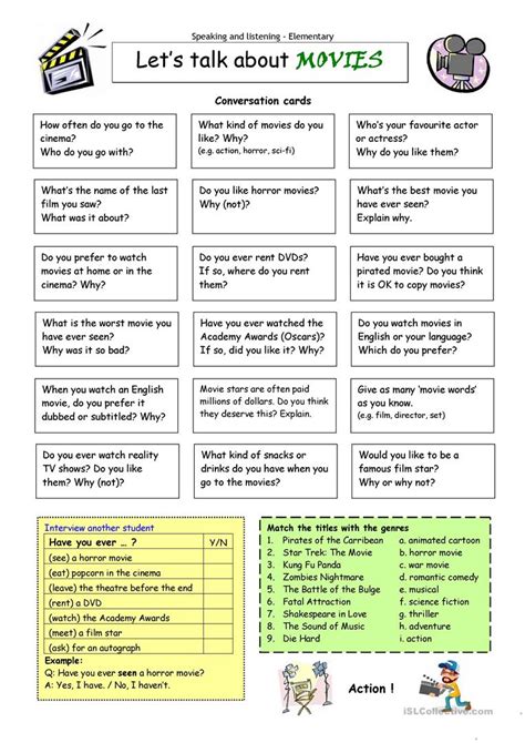 Let s Talk about Movies   English ESL Worksheets