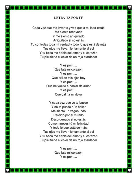 Letra de caciones de juanes