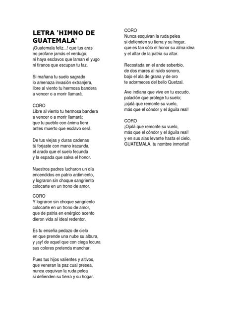 Letra Del Himno Nacional de Guatemala | PDF