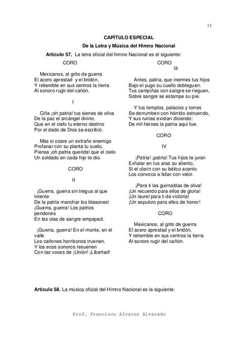 Letra Himno Nacional Mexicano Original