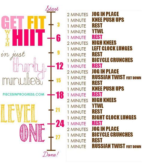 Level one, two, and three 30 minute at home workout plans with free ...