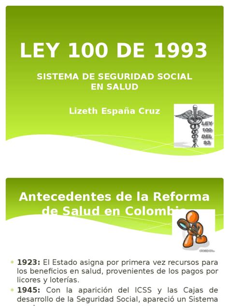 Ley 100 de 1993   Sistema General de Seguridad Social en ...