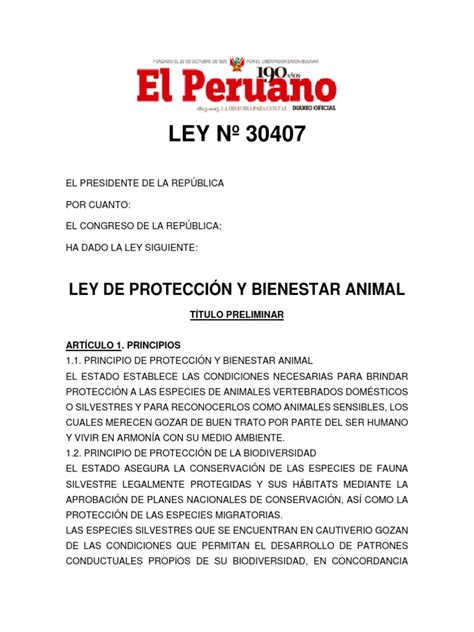 LEY DE PROTECCIÓN Y BIENESTAR ANIMAL